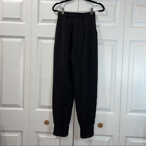 & Other Stories High Waist Tapered Button Front Black Pants - Picture 4 of 6